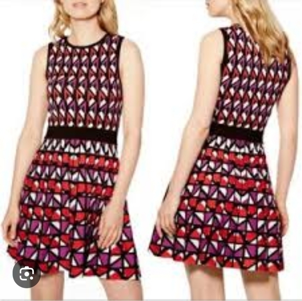 NWOT Karen Millen Black and White Fit and Flare Mini Dress XS